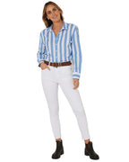 Ritemate Womens Pilbara Jacquelin Classic Cotton L/S Shirt (RMPC154) Blue/White