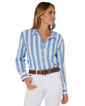 Ritemate Womens Pilbara Jacquelin Classic Cotton L/S Shirt (RMPC154) Blue/White