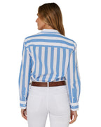 Ritemate Womens Pilbara Jacquelin Classic Cotton L/S Shirt (RMPC154) Blue/White