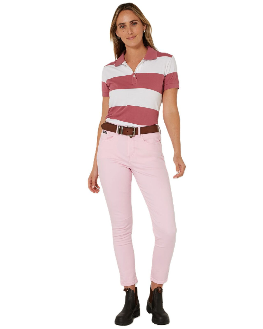 Ritemate Womens Pilbara Bella Cotton Stretch Capri Jeans (RMPC138) Pink