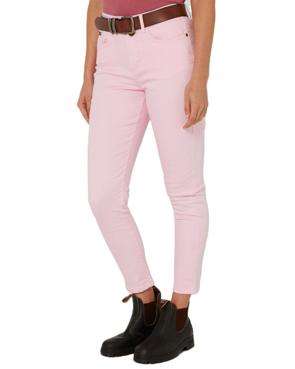 Ritemate Womens Pilbara Bella Cotton Stretch Capri Jeans (RMPC138) Pink