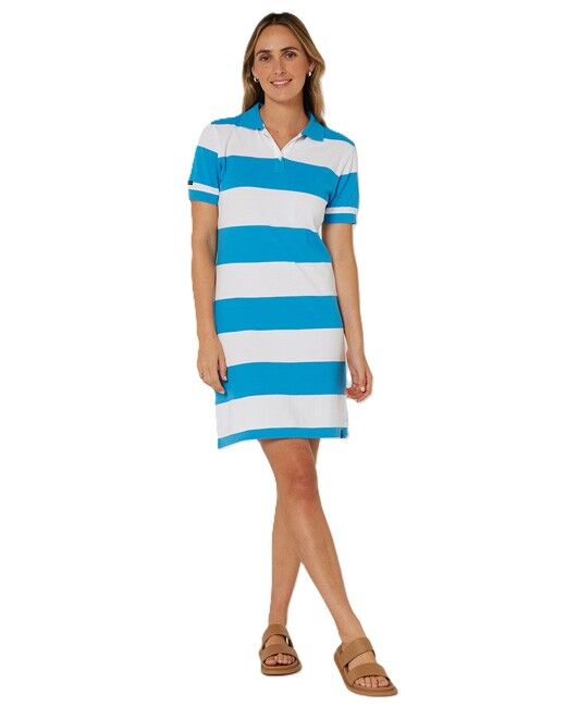 Ritemate Womens Pilbara Madeline Classic Polo Dress (RMPC130) Cornflower/White