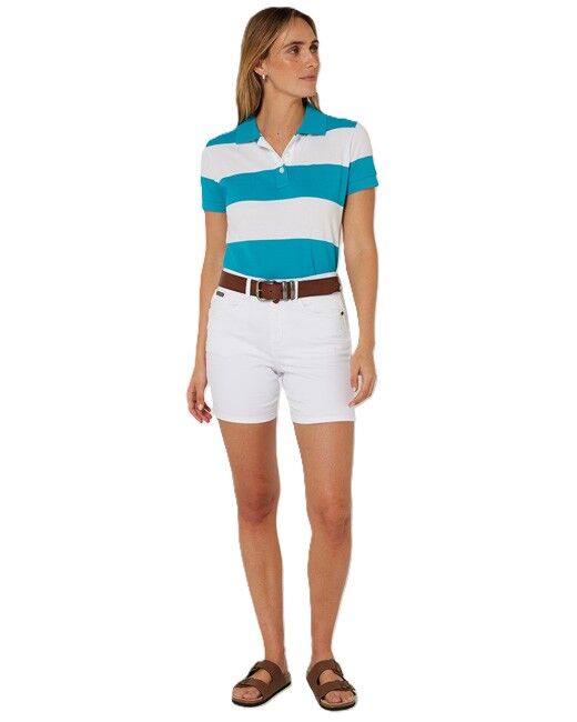 Ritemate Womens Pilbara Sophia Classic Cotton Polo (RMPC122) Jade/White