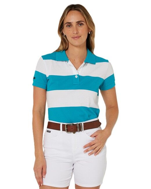 Ritemate Womens Pilbara Sophia Classic Cotton Polo (RMPC122) Jade/White