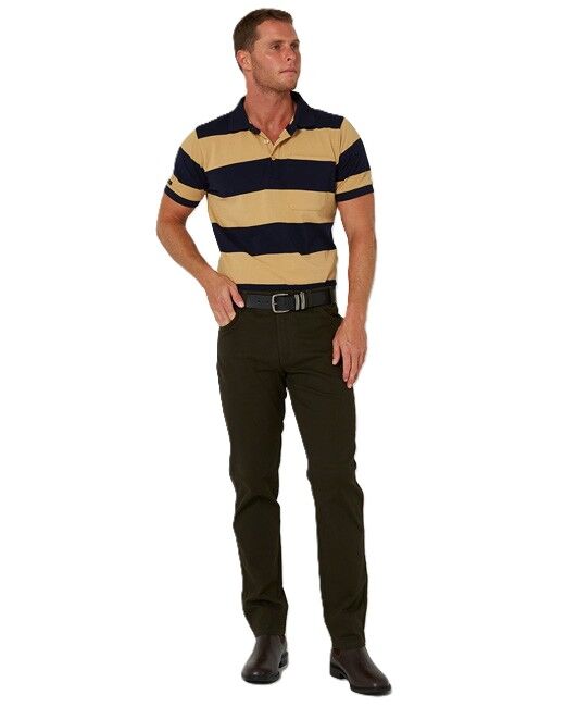 Ritemate Mens Pilbara Classic Cotton Polo (RMPC110) Golden Rough/French Navy