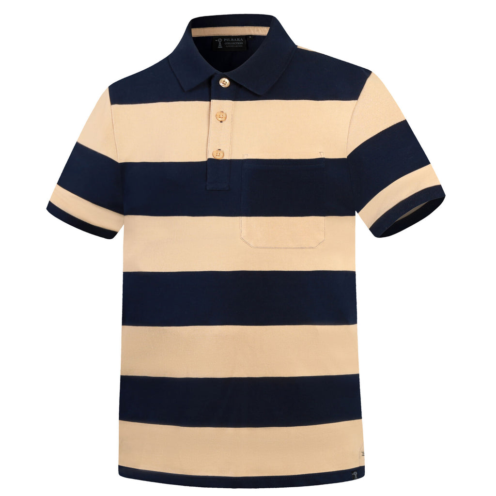 Ritemate Mens Pilbara Classic Cotton Polo (RMPC110) Golden Rough/French Navy