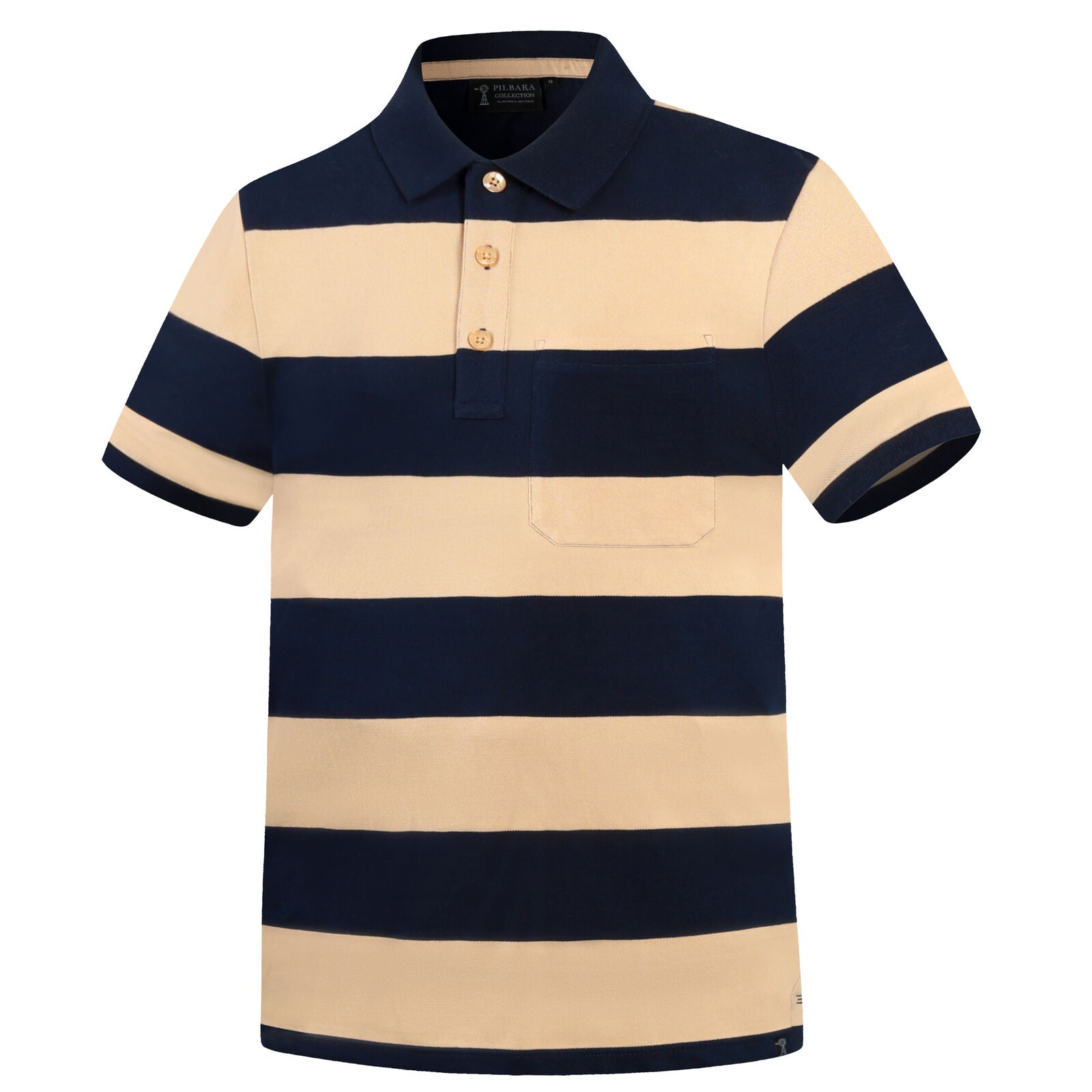 Ritemate Mens Pilbara Classic Cotton Polo (RMPC110) Golden Rough/French Navy