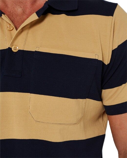Ritemate Mens Pilbara Classic Cotton Polo (RMPC110) Golden Rough/French Navy