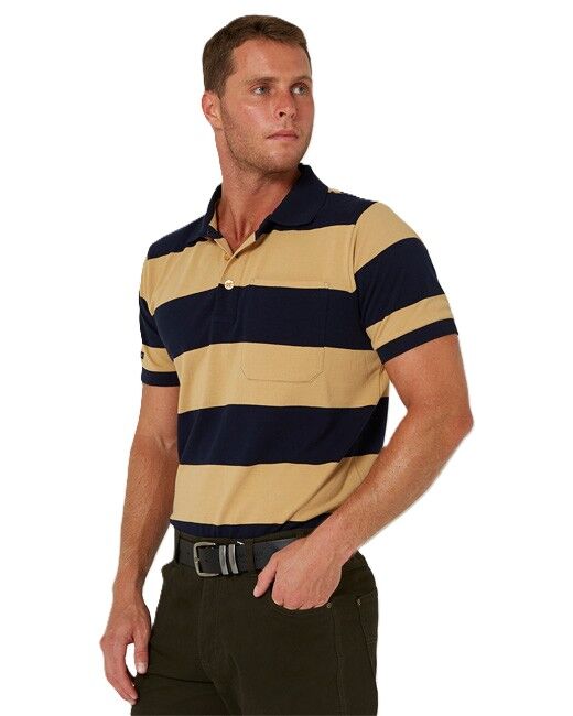 Ritemate Mens Pilbara Classic Cotton Polo (RMPC110) Golden Rough/French Navy