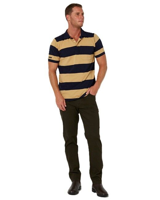 Ritemate Mens Pilbara Classic Cotton Polo (RMPC110) Golden Rough/French Navy