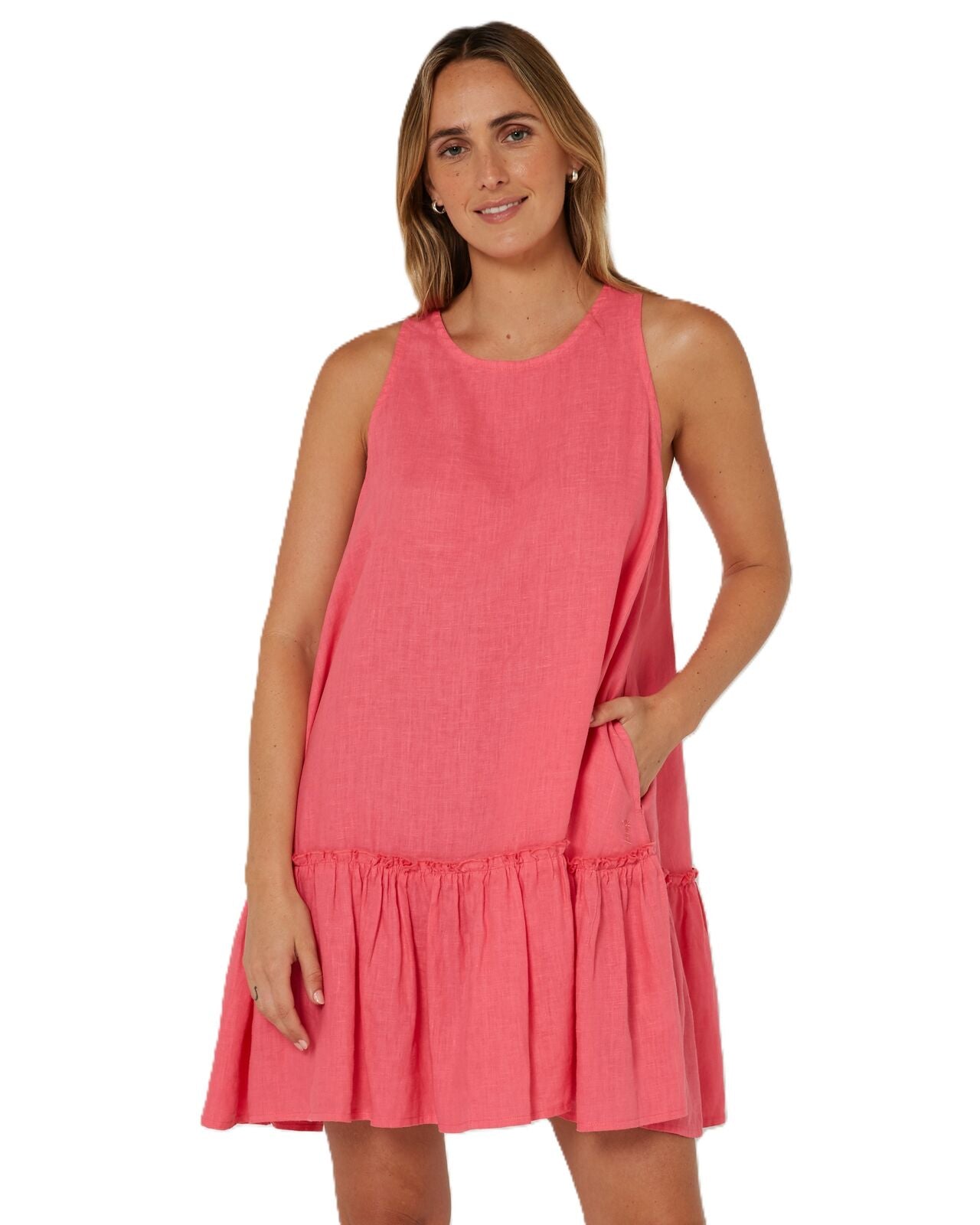 Ritemate Womens Pilbara Emma Linen Sun Dress (RMPC137) Lipstick