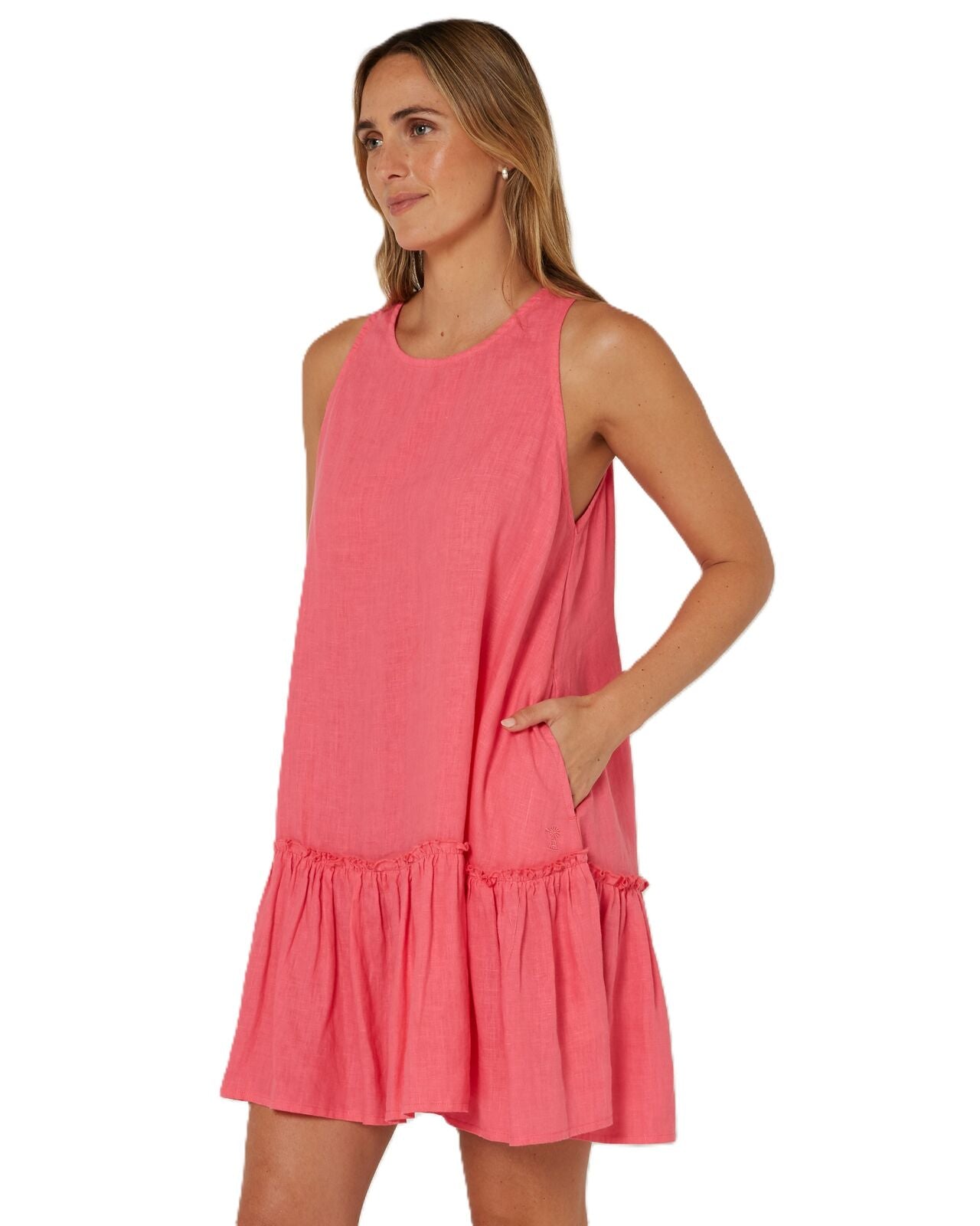 Ritemate Womens Pilbara Emma Linen Sun Dress (RMPC137) Lipstick