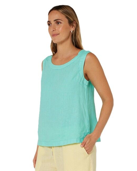 Ritemate Womens Pilbara Gabriella Linen Singlet (RMPC132) Mint