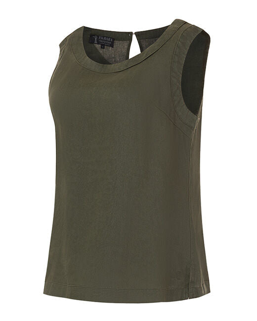 Ritemate Womens Pilbara Gabriella Linen Singlet (RMPC132) Olive