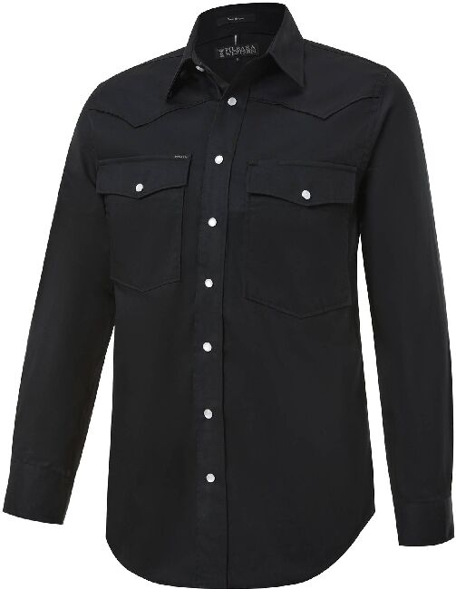 Ritemate Mens Pilbara Western Snap Button L/S Shirt (RMPW035) Black