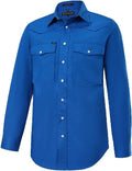 Ritemate Mens Pilbara Western Snap Button L/S Shirt (RMPW035) Cobalt Blue