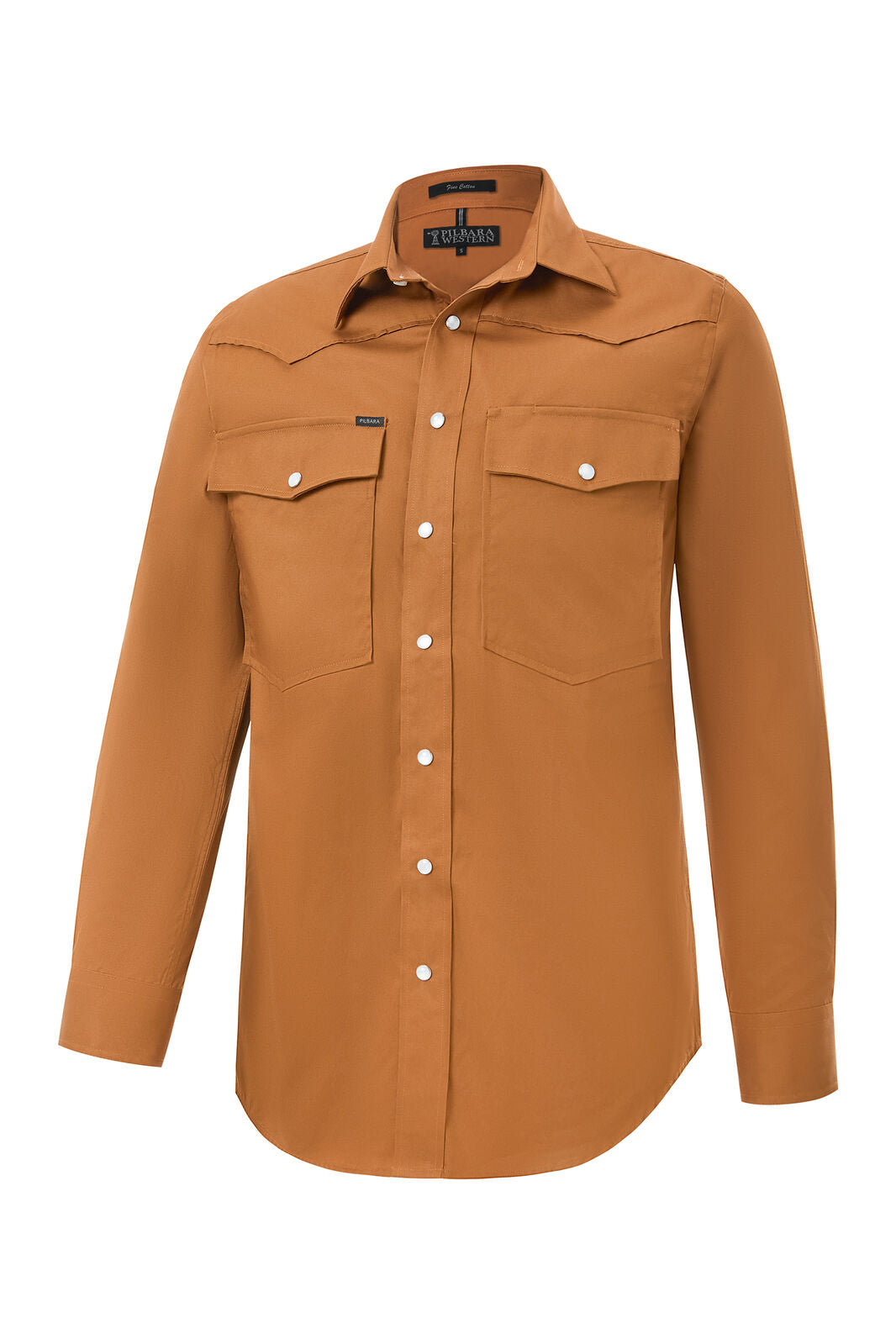 Ritemate Mens Pilbara Western Snap Button L/S Shirt (RMPW035) Terracotta