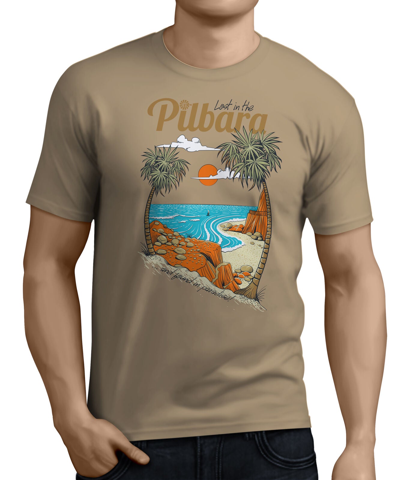 Ritemate Mens Pilbara Paradise S/S Tee (RMTC012) Golden Rough