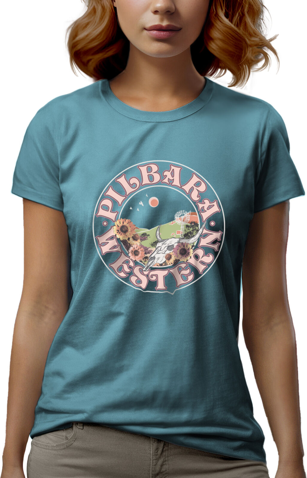 Ritemate Womens Pilbara Gone West S/S Tee (RMTC014) True Blue