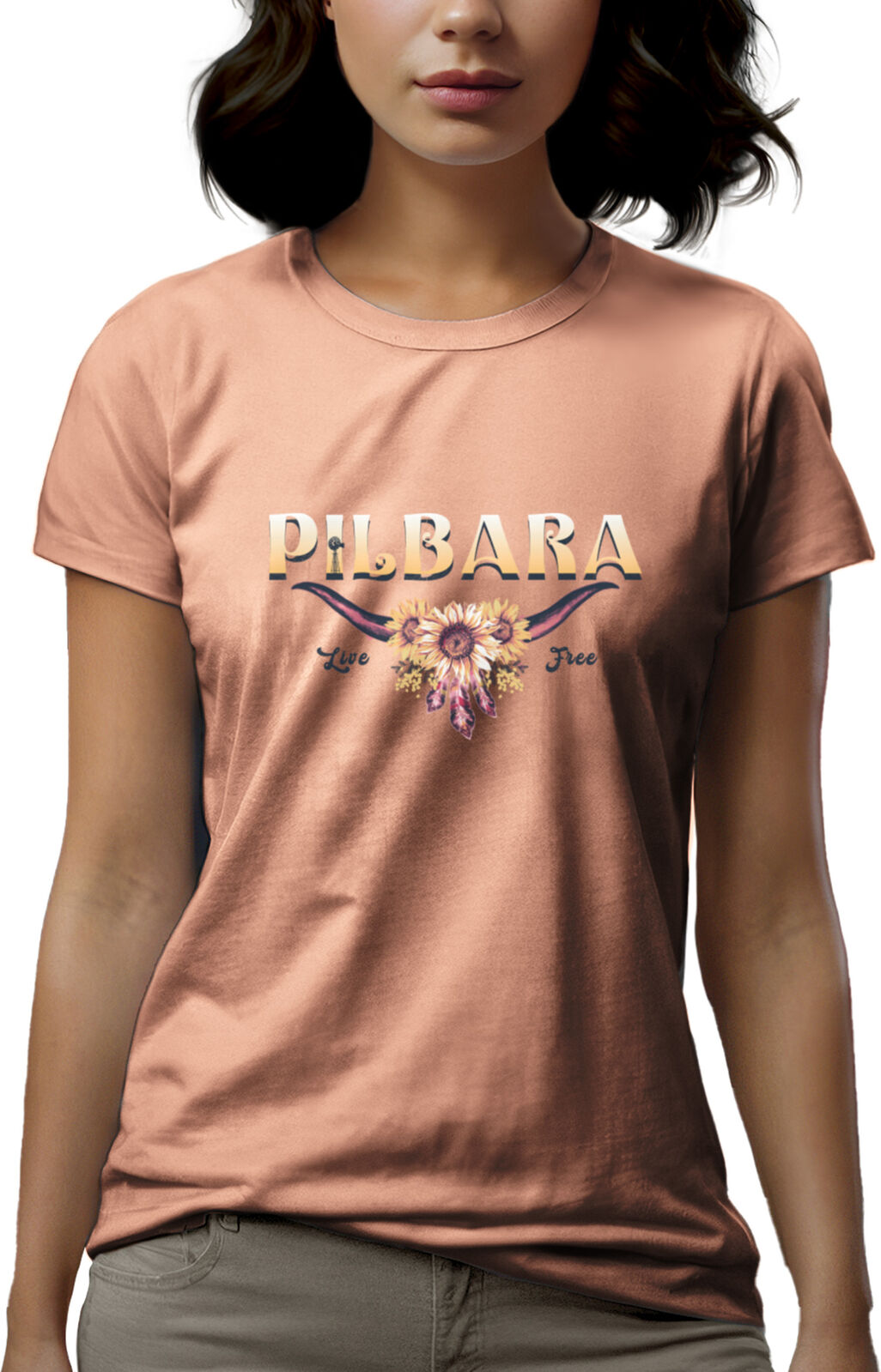 Ritemate Womens Pilbara Live Free S/S Tee (RMTC015) Peachy
