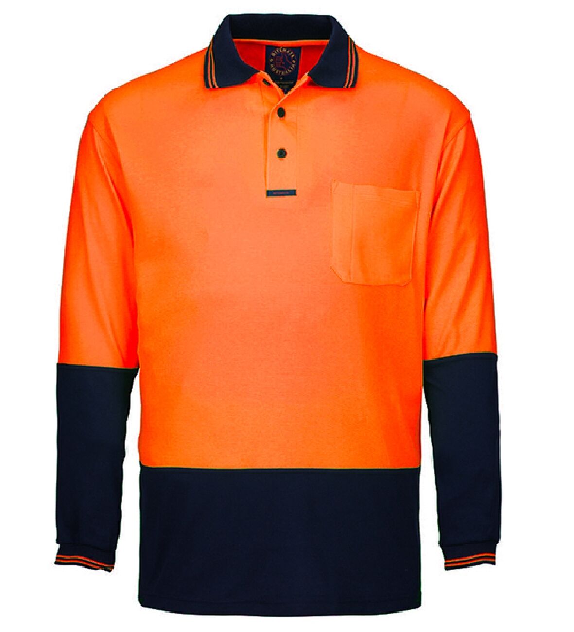 Ritemate Unisex Hi Vis L/S Polo (RM2346) Orange/Navy