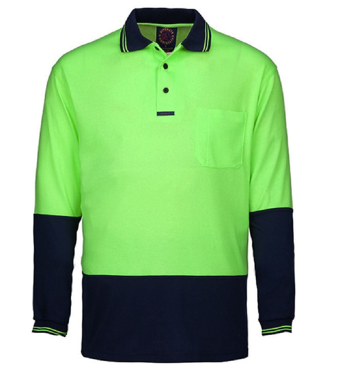 Ritemate Unisex Hi Vis L/S Polo (RM2346) Yellow/Navy