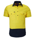 Ritemate Unisex Two Tone Closed Front S/S Work Shirt (RM105CFS) Yellow/Navy