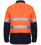 Ritemate Unisex Two Tone Closed Front L/S Work Shirt with Reflective Tape (RM105CFR) Orange/Navy