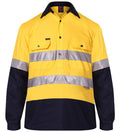 Ritemate Unisex Two Tone Closed Front L/S Work Shirt with Reflective Tape (RM105CFR) Yellow/Navy