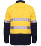 Ritemate Unisex Two Tone Closed Front L/S Work Shirt with Reflective Tape (RM105CFR) Yellow/Navy