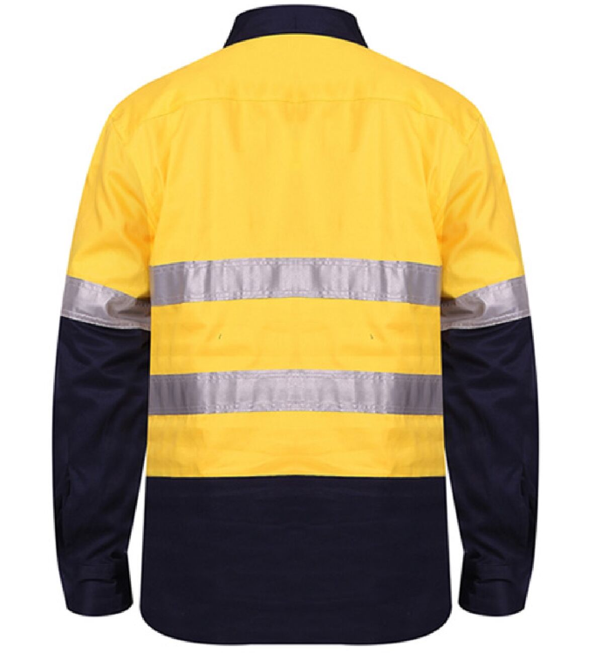 Ritemate Unisex Two Tone Closed Front L/S Work Shirt with Reflective Tape (RM105CFR) Yellow/Navy