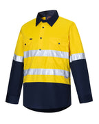 Ritemate Unisex Vented Closed Front Lightweight L/S Work Shirt (RM107VCFR) Yellow/Navy