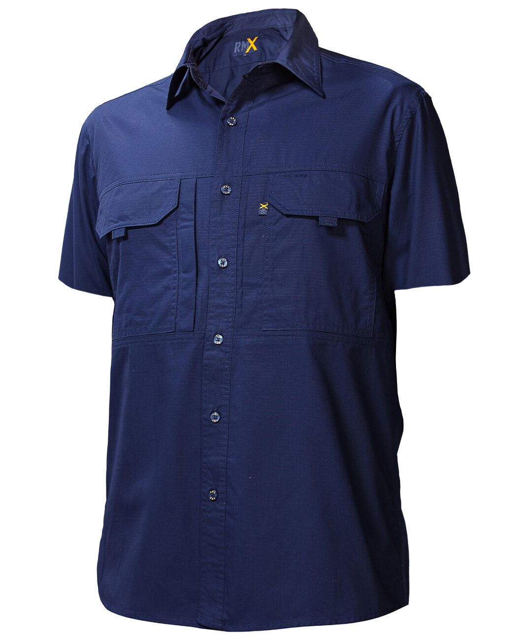 Ritemate Unisex RMX Flexible Open Front S/S Utility Shirt (RMX002S) French Navy
