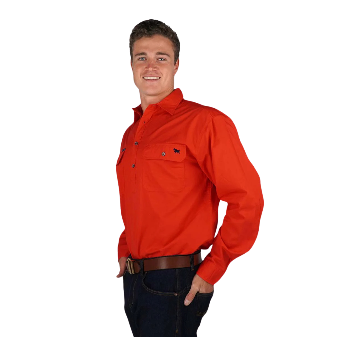Ringers Western Mens King River L/S Half Button Workshirt (171110002) Red [SD]
