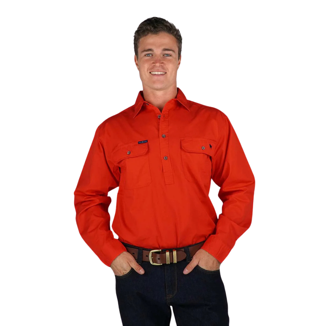 Ringers Western Mens King River L/S Half Button Workshirt (171110002) Red [SD]