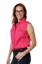 Ringers Western Womens Pentecost River Full Button Sleeveless Work Shirt (171210003) Melon