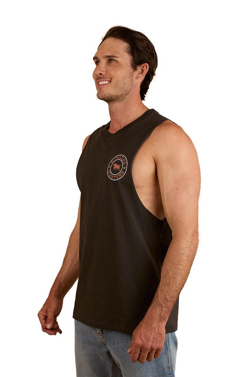 Ringers Western Mens Signature Bull Muscle Tank (117102002) Charcoal/Copper
