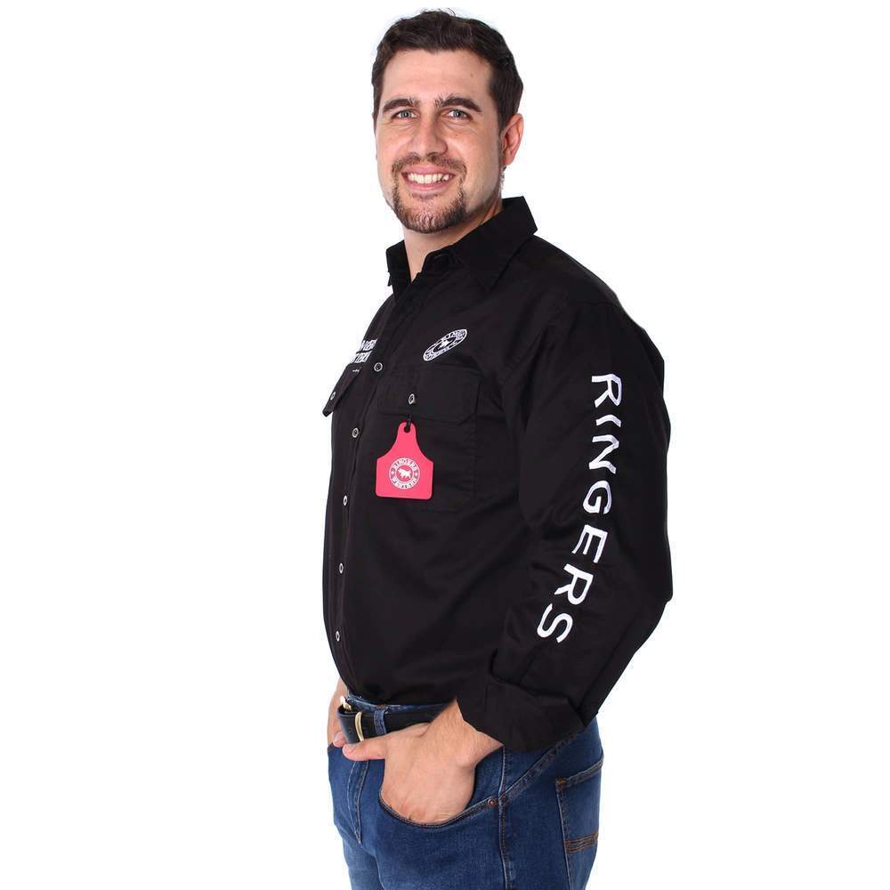 Ringers Western Mens Hawkeye Full Button Embroidered Work Shirt (118110002) Black