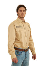 Ringers Western Mens Hawkeye Full Button Work Shirt (118110002) Dark Sand/Black [GD]