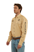 Ringers Western Mens Hawkeye Full Button Work Shirt (118110002) Dark Sand/Black [GD]