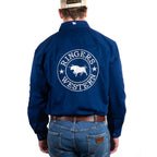 Ringers Western Mens Hawkeye Full Button Embroidered Work Shirt (118110002) Navy