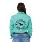 Ringers Western Womens Signature Jillaroo Full Button Work Shirt (218110002) Mint/Dark Navy Embroidery