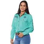 Ringers Western Womens Signature Jillaroo Full Button Work Shirt (218110002) Mint/Dark Navy Embroidery