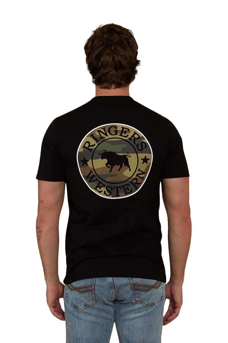 Ringers Western Mens Signature Bull Classic S/S Tee (120004RW) Black/Camo