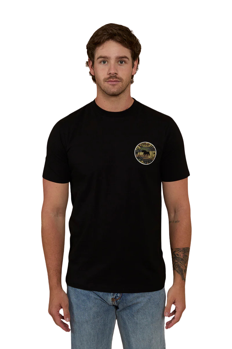 Ringers Western Mens Signature Bull Classic S/S Tee (120004RW) Black/Camo