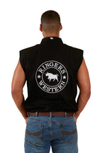 Ringers Western Mens Hawkeye Sleeveless Work Shirt (120210991) Black with White Embroidery