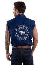 Ringers Western Mens Hawkeye Sleeveless Work Shirt (120210991) Navy with White Embroidery 