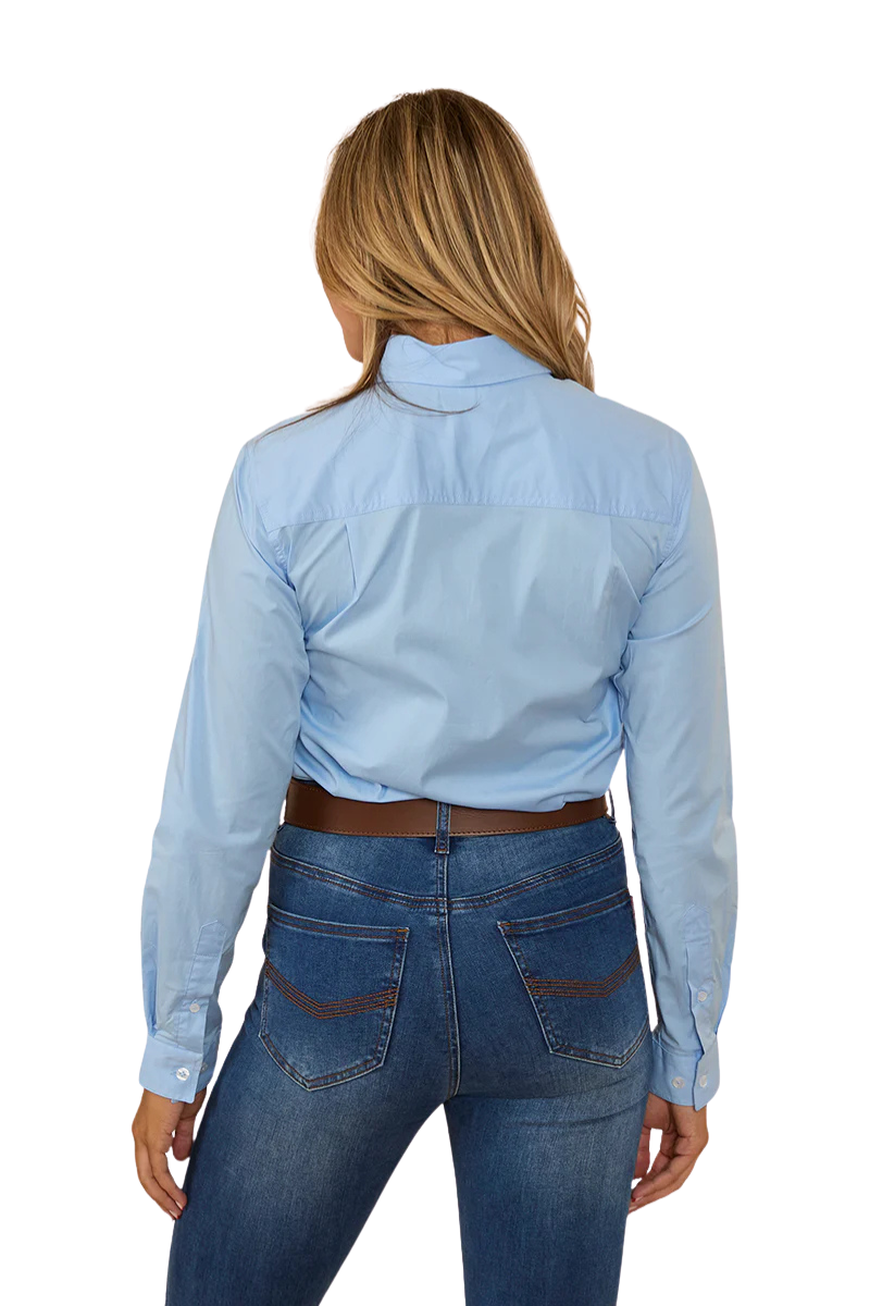 Ringers Western Womens Longreach Plain Stretch Poplin L/S Dress Shirt (218109059) Sky Blue [SD]