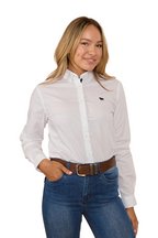 Ringers Western Womens Longreach Plain Stretch Poplin L/S Dress Shirt (218109059) White [SD]