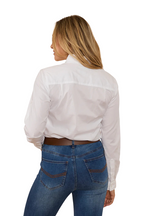 Ringers Western Womens Longreach Plain Stretch Poplin L/S Dress Shirt (218109059) White [SD]